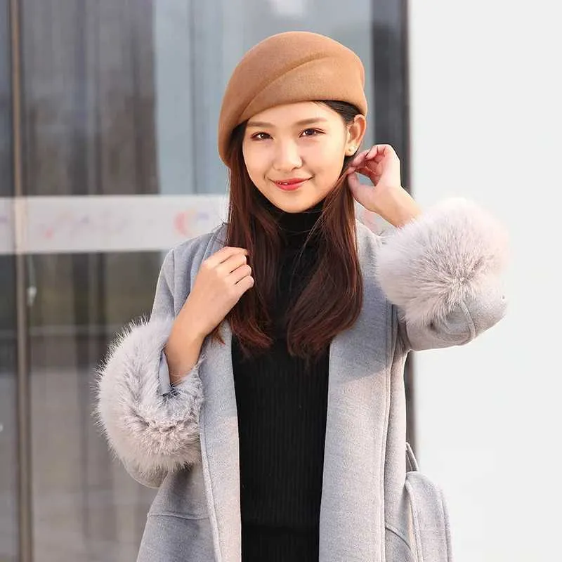 Pure Wool Felt Beret Retro Womens Winter Cocktail... From  display picture 3