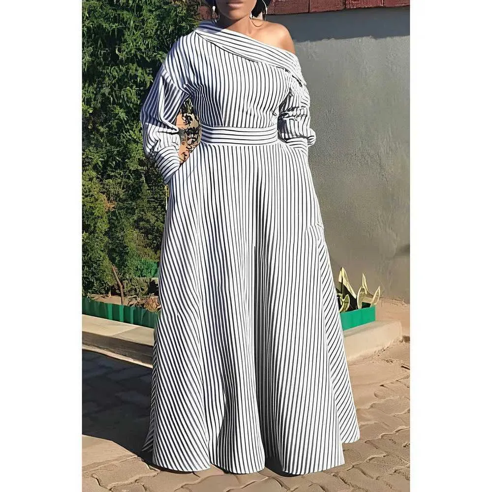 sachin and babi light blue dress Ash Stripe Plus Size White Casual Maxi Dress One... From Jichang_store1,  $13.97