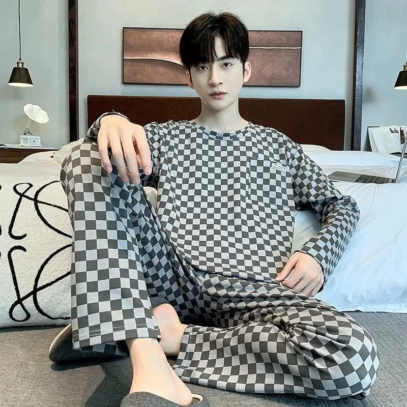 Men's Cotton loungewear set - Long Slping Top and Pants