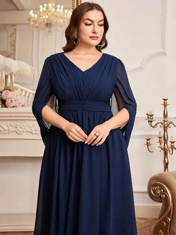 Plus Size Floor-Length Velvet Trumpet/Mermaid Dress with Ruffled Collar and Flare  Sleeve for Winter Wedding from Dhgate Plus size Dresses - price 32.87