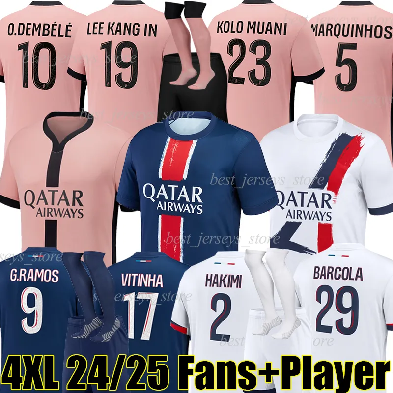 4xl 24 25 O.Dembele 3 Maillot de Foot Barcola Vitinha Kolo Muani Marquinhos Hakimi L.Hernandez M.Sensio N.Mendes Football Frush