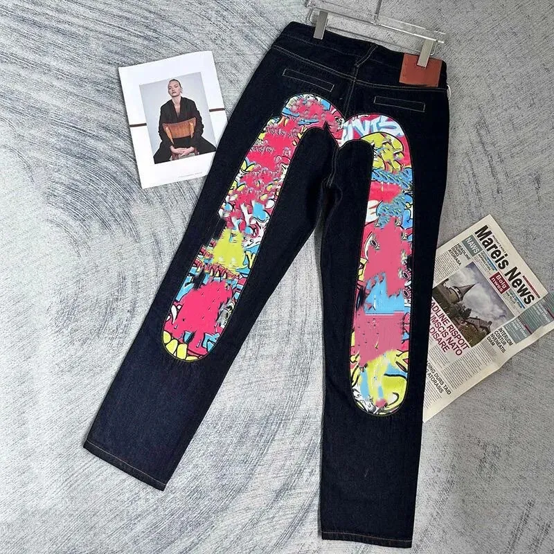Designer 36x28 Jeans With Luxury Embroidery, Wide Leg, And M Designer 36x28 Jeans With Luxury Embroidery, Wide Leg, And M