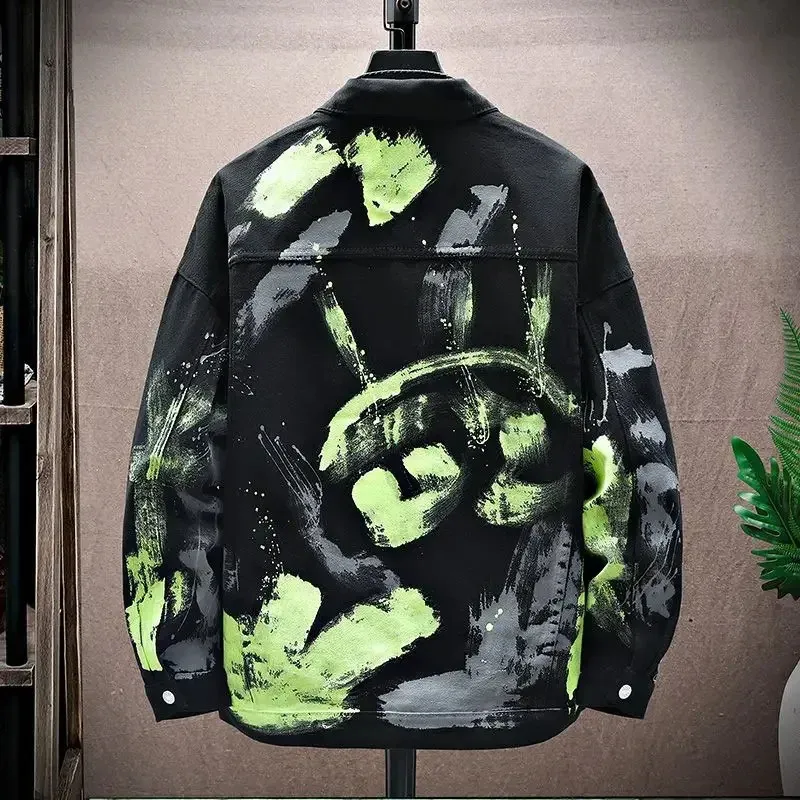 Black Denim Jean Jacket for Men - Oversized Hip Hop Style