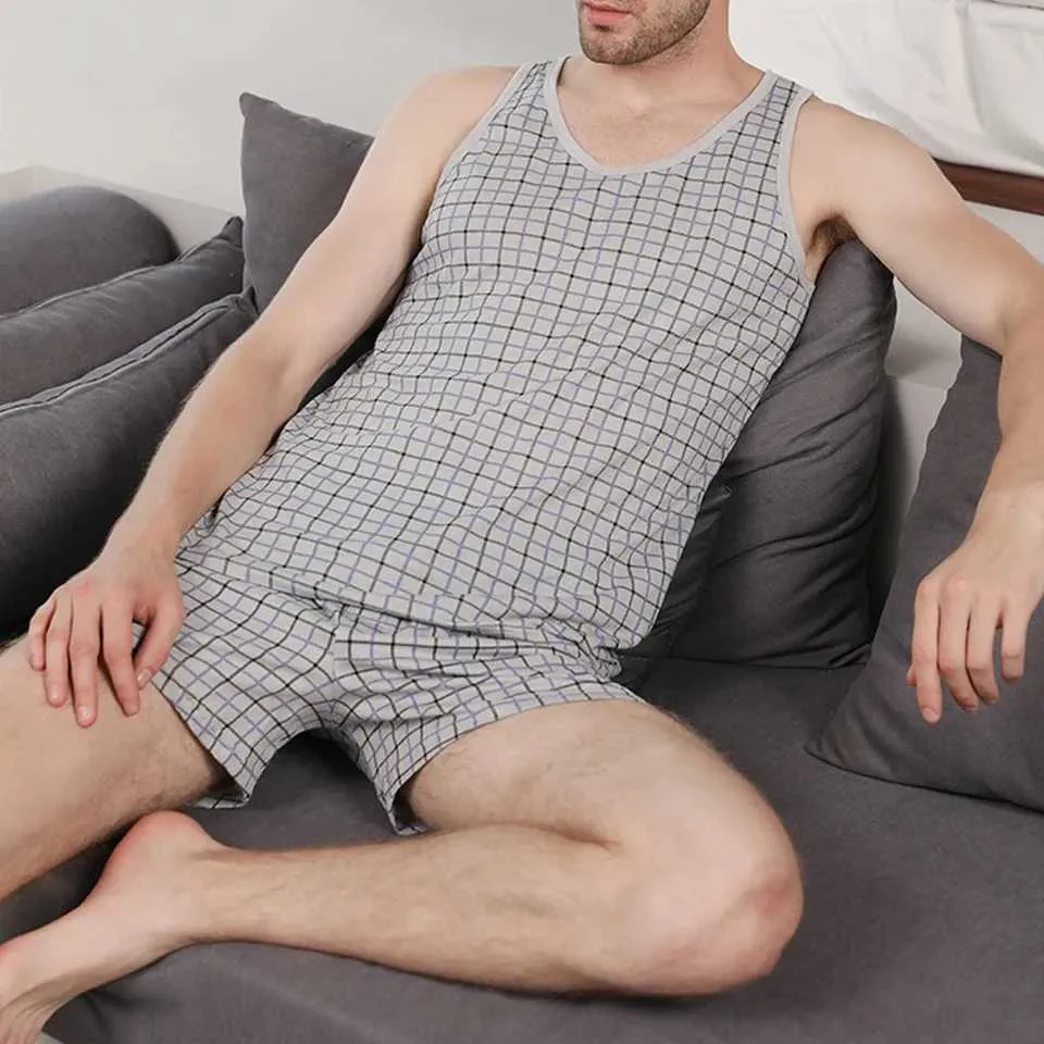 Z240925 Mens Sleepwear Pajama Set Plaid Shirt & From
