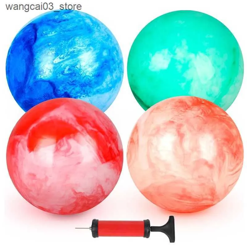 Large Bouncy Ball Set: Inch Marbleized Rubber Inflatable