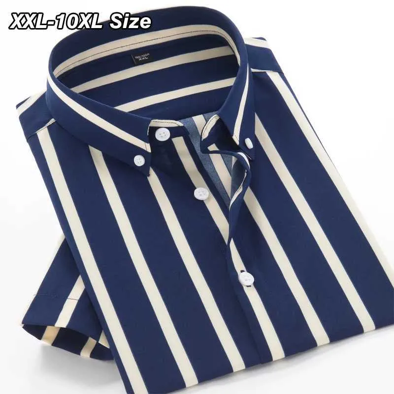 Summer Classic Striped Luggage Business Office Dress for Men - Large Sizes (7XL-10XL) - Elastic Casual Clothing CL240926