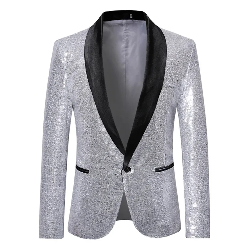 Blazer Jacket Men Sequin Casual Suit For Stage Performance And Emcee ...