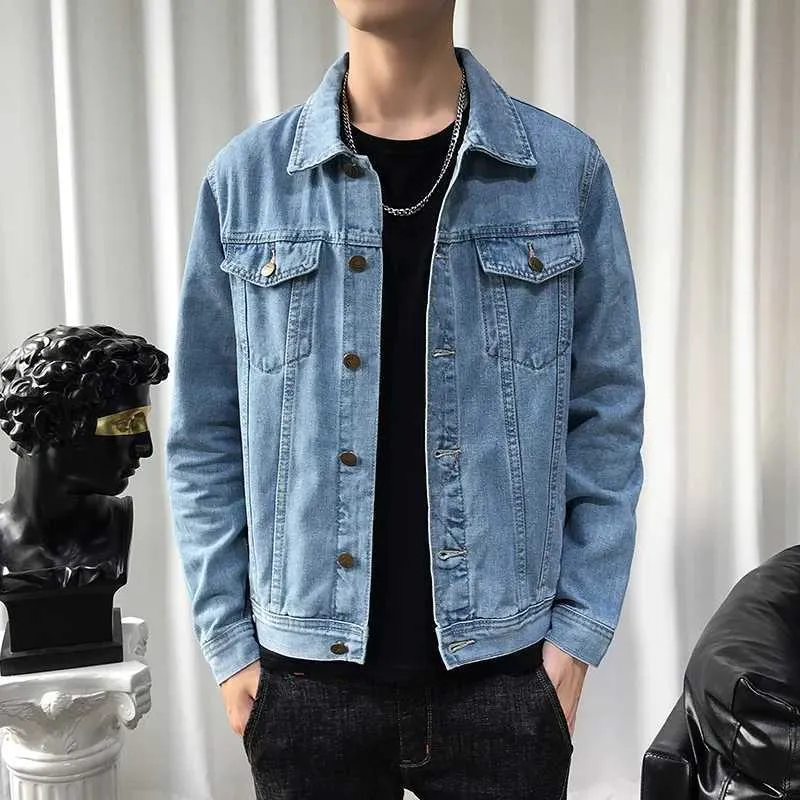 Light Blue Denim Jacket: Mens Slim Denim Jacket Classic Casual