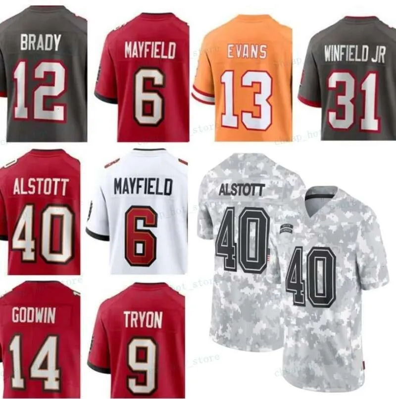 Salute to Service Mike Evans 6 Baker Mayfield Football Jersey Tom Brady Tristan Wirfs Lavonte David Chris Godwin Vita Vea Rachaad White YaYa Diaby