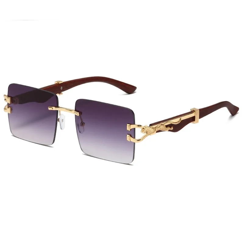 Square Rimless Sunglasses with Metal Frame and Double  display picture 1