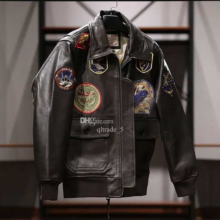 G1 Leather Flight Bomber Jacket: Genuine Leather Sheepskin Aviator