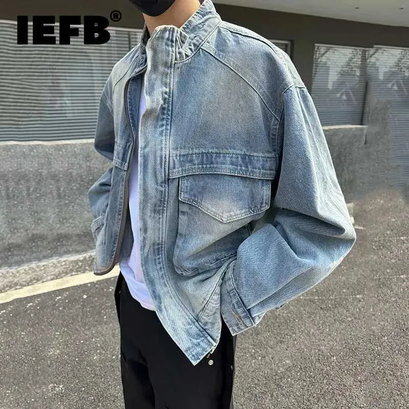 Collar Jacket Mens: Korean Style Denim Jacket With Mandarin Collar