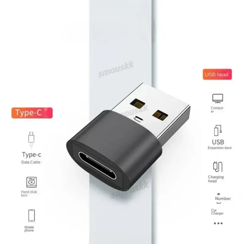 2 Pezzi Adattatore USB Tipo C A USB A 2.0 Femmina - Convertitore OTG Per Smartphone, Tablet, Laptop, Mouse E Tastiere - Nero, Alluminio