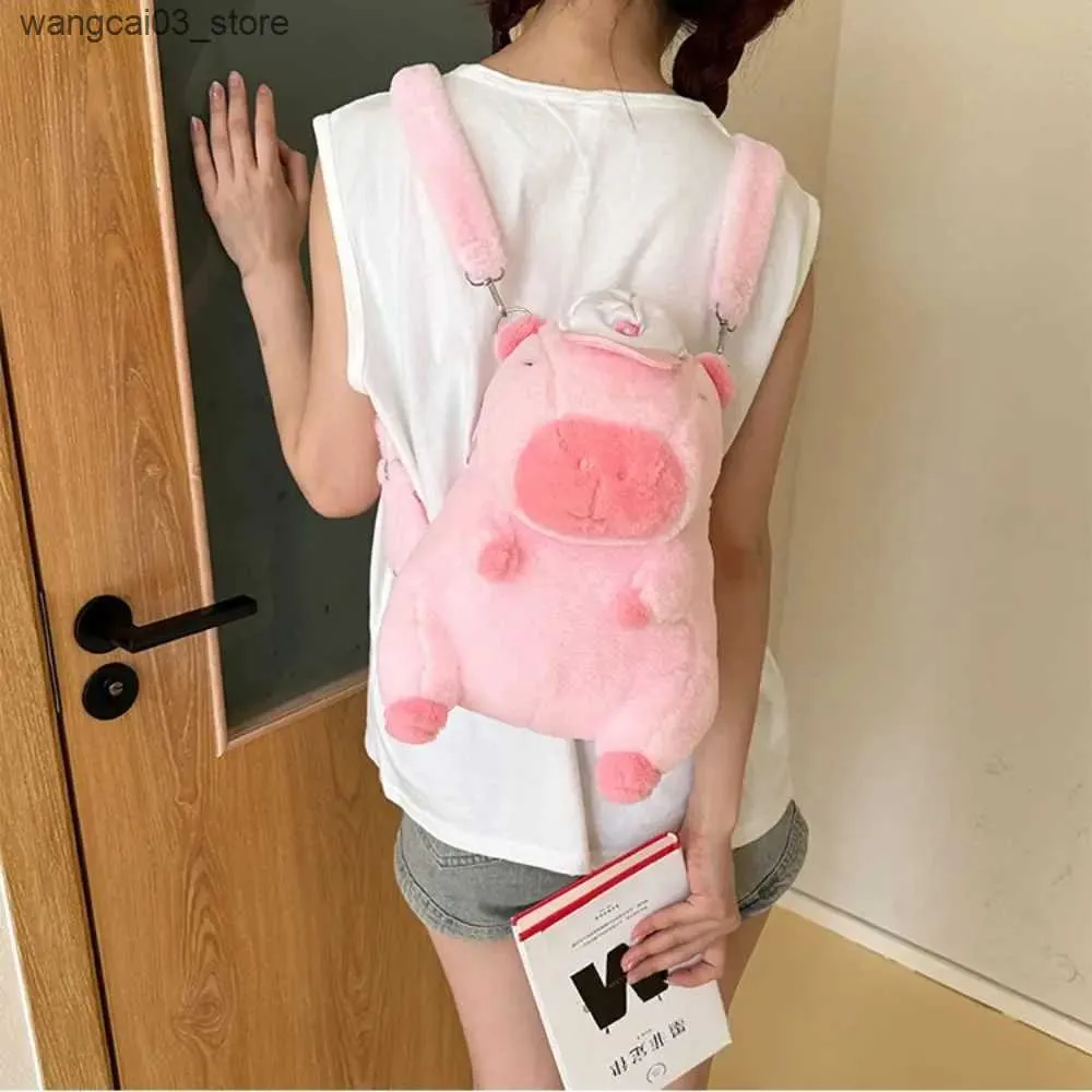 Capybara Rugzak, Roze Schoolrugzak voor Meisjes, Nylon, 3 Vakken