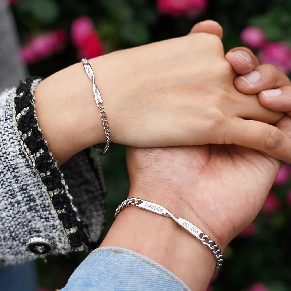 Titanium couple bracelets discount