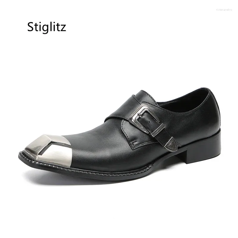 Men's Black Genuine Leather Dress Shoes with Metal Toe Buckle Slip-On for  Business and Formal Events from Dhgate Dress Shoes - price 114.94