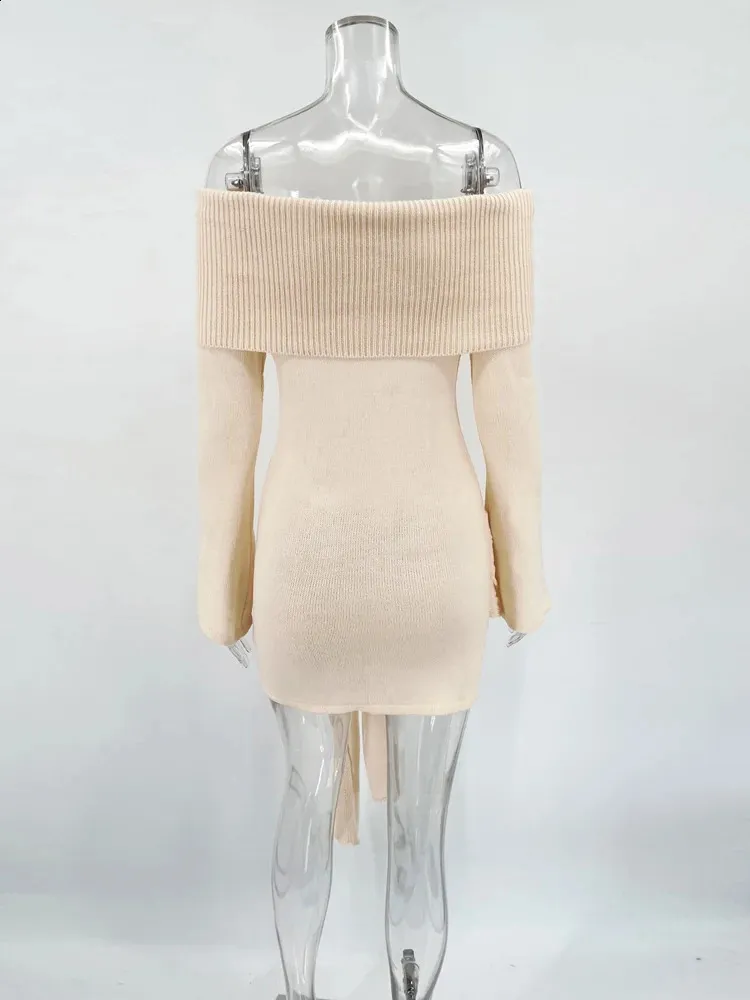 Tossy Knit Mini Dress Off-Shoulder Lace-Up Twist Ribbed Synthetic Fiber  Floor-Length from Dhgate Basic & Casual Dresses - price 49.3