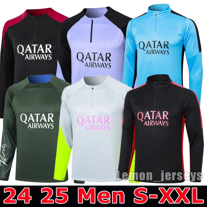 Mens Soccer Training Suit Half-Zip Long Sleeve Tracksuit with