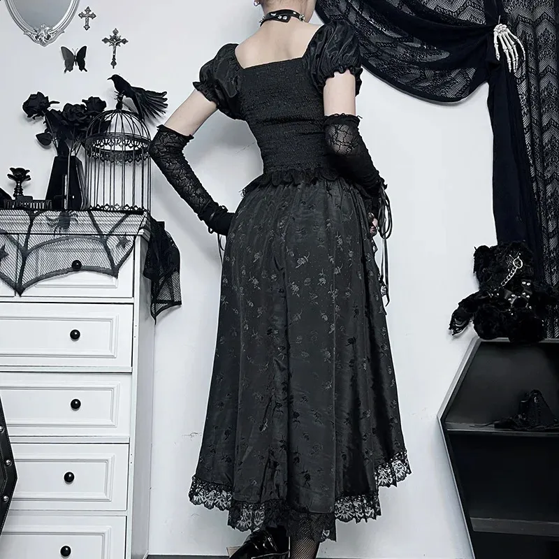 Women's Gothic Lace Waist Gothic dress for Summer and Halloween