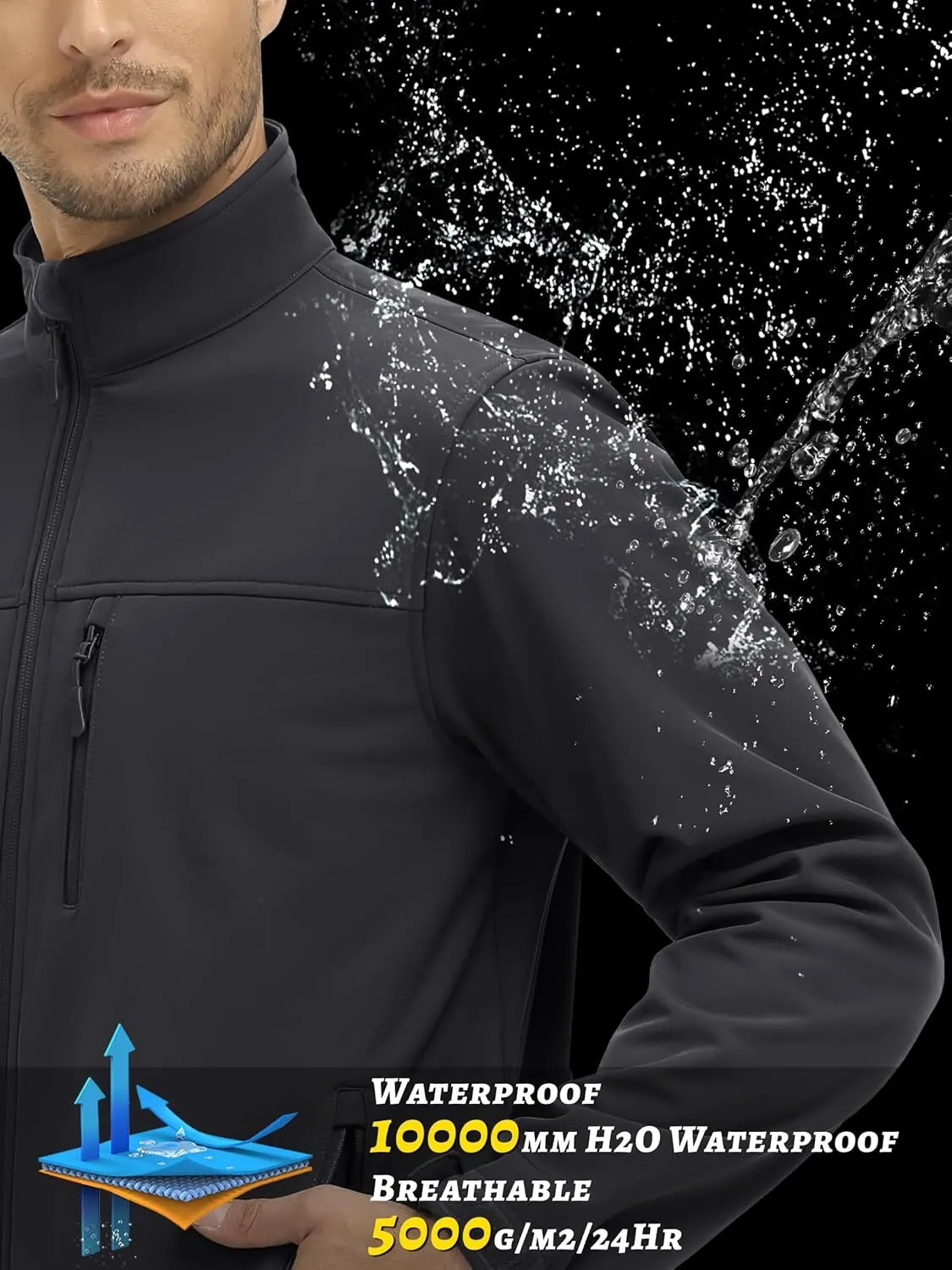 Softshell Jacket Men's Rain Jacket With Fleece Lining Fleece