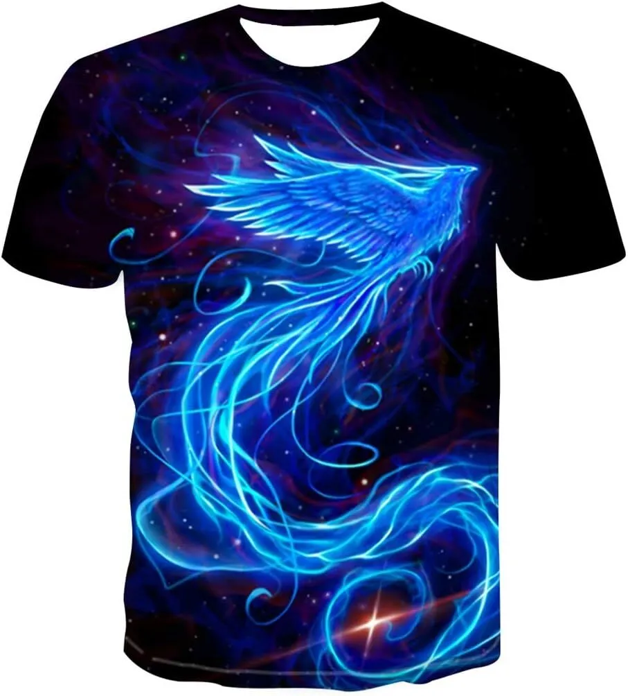 Mens Graphic T Shirt Cool Novelty Phoenix 3D Printed Crew Neck