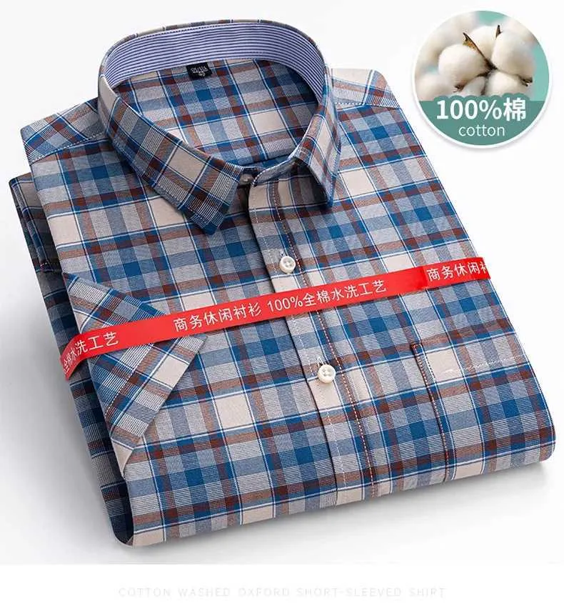 S 7XL Summer 100% Cotton Oxford Mens Shirt Sleve Plain Soft