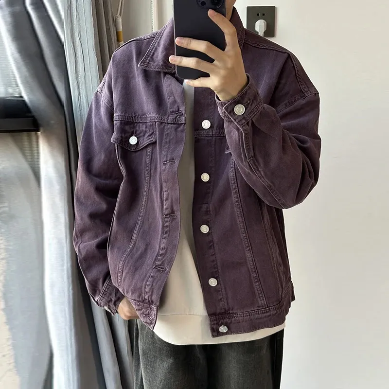 Retro Washed Purple Denim denim jacket for Men - Street