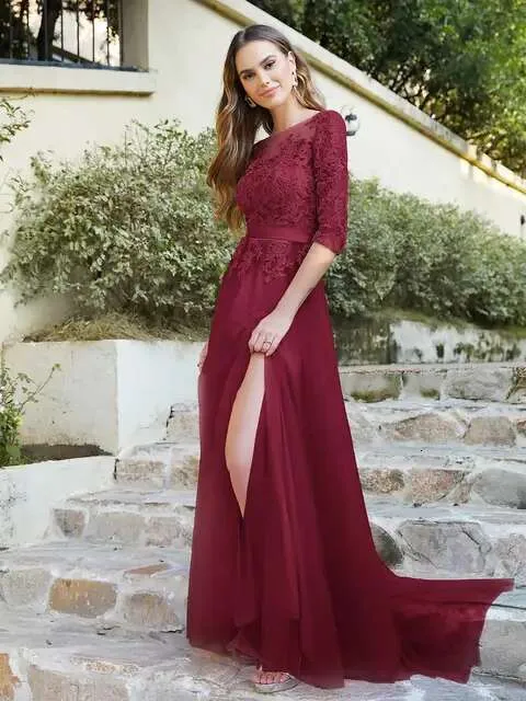 fit and flare long bridesmaid dress Burgundy Bridesmaid Dresses, Bridesmaid Dress For Wedding – DressesTailor