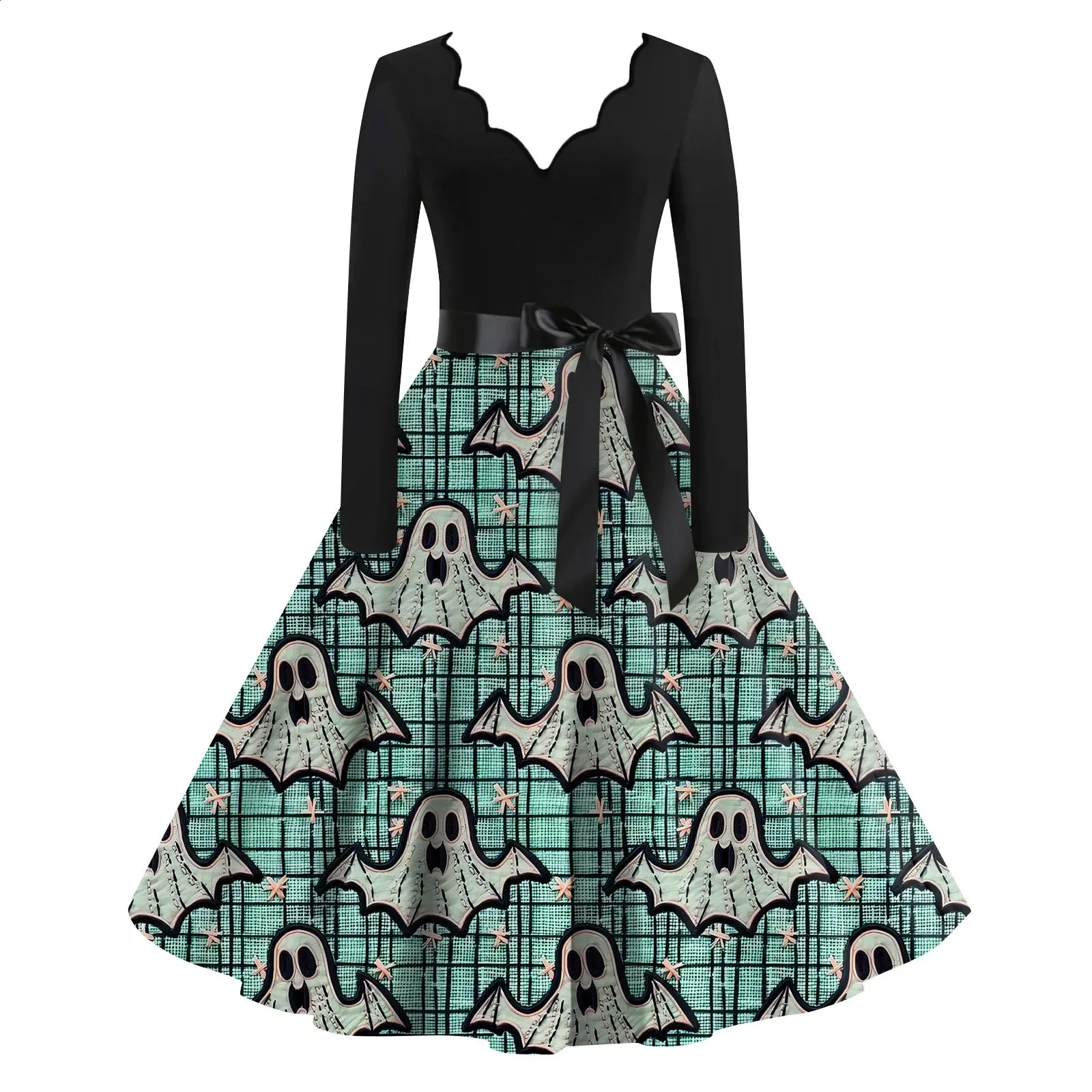 Halloween pumpkin print long-sleeved V-neck knit latex dress for women Christmas party from Dhgate Theme Costume - price 39.25 Halloween pumpkin print long-sleeved V-neck knit latex dress for women Christmas party from Dhgate Theme Costume - price 39.25