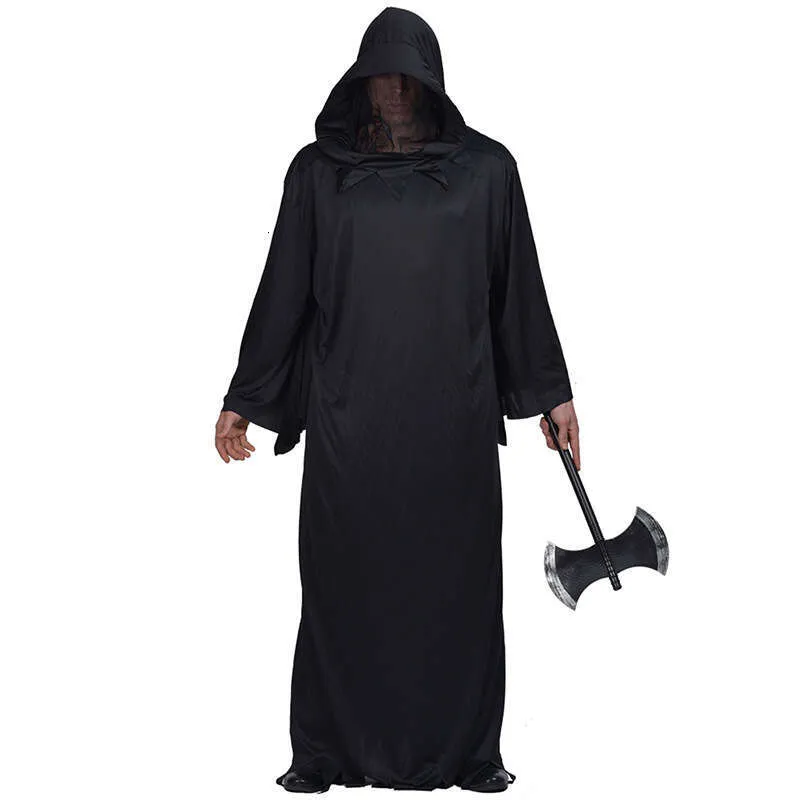 Halloween Grim Reaper Black Robe Warrior Cosplay Costume with