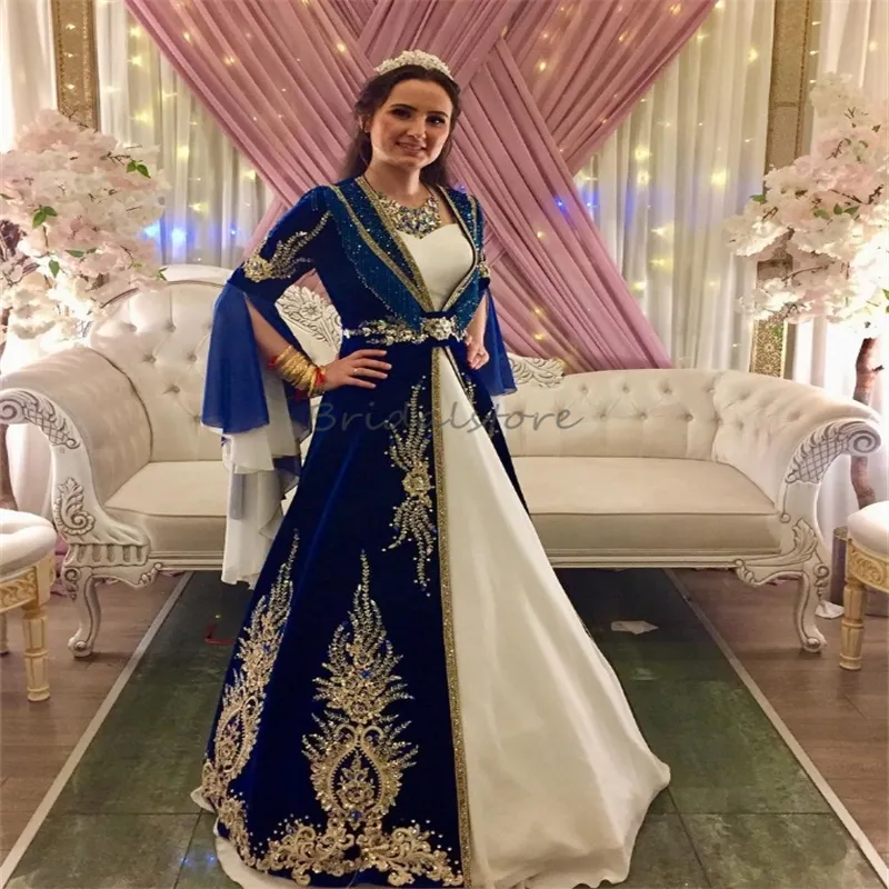 Save Big on Bulk Wedding Dress Turkish Arabic Bridal Dresses Exquisite Navy  Blue Wedding Gown With Beaded Long Sleeves Fantasy Aesthetic Bridal Attire 