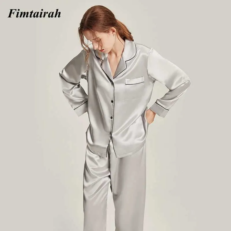 Fimtairah 19MM 6A Acrylic Women Pajamas Natural Nightshirt Pijama Women ...