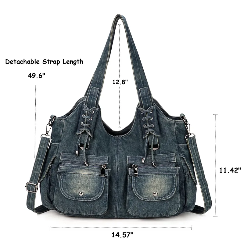 Ipinee Women s Denim Bag Y2K Vintage Blue Jean Purse and Handbags Crossbody Shoulder Wallet Large Capacity