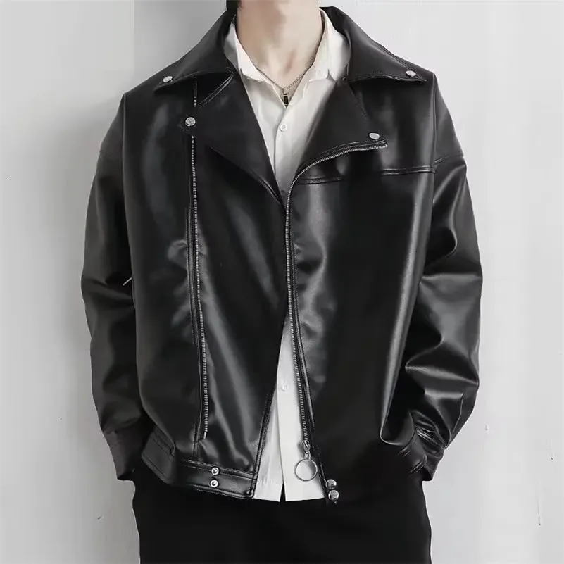 Chaqueta De Cuero Vintage De Primavera/Otoño Para Hombres: Ajuste