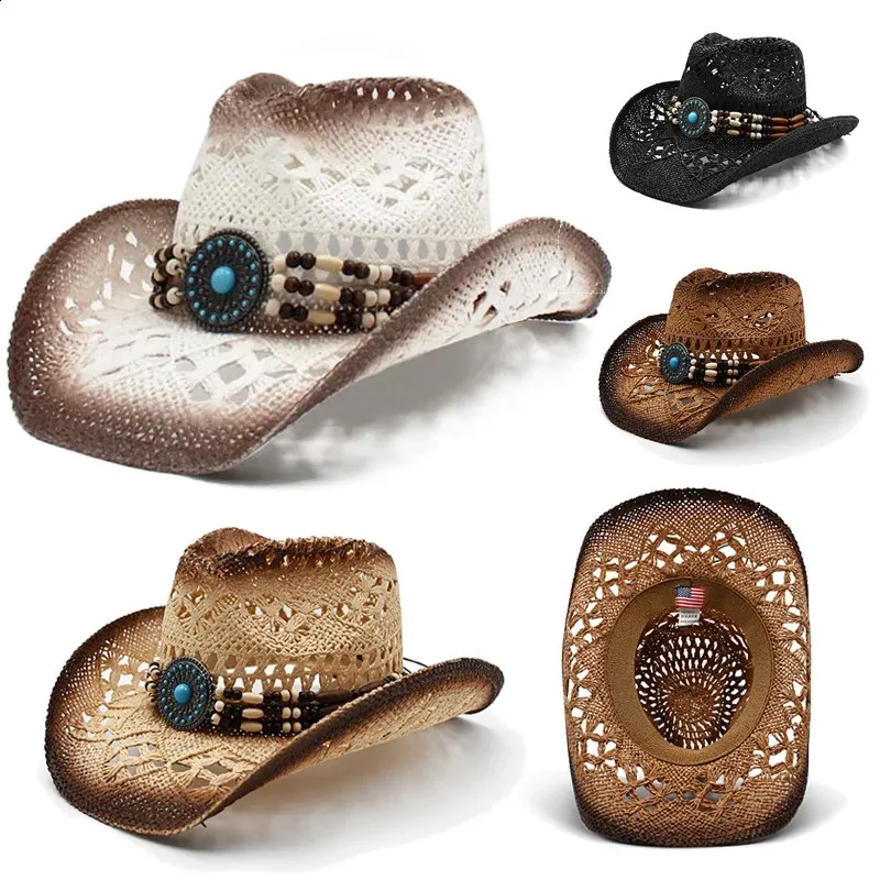 Breathable Straw Cowboy Hat - Western Sun Protection  display picture 3