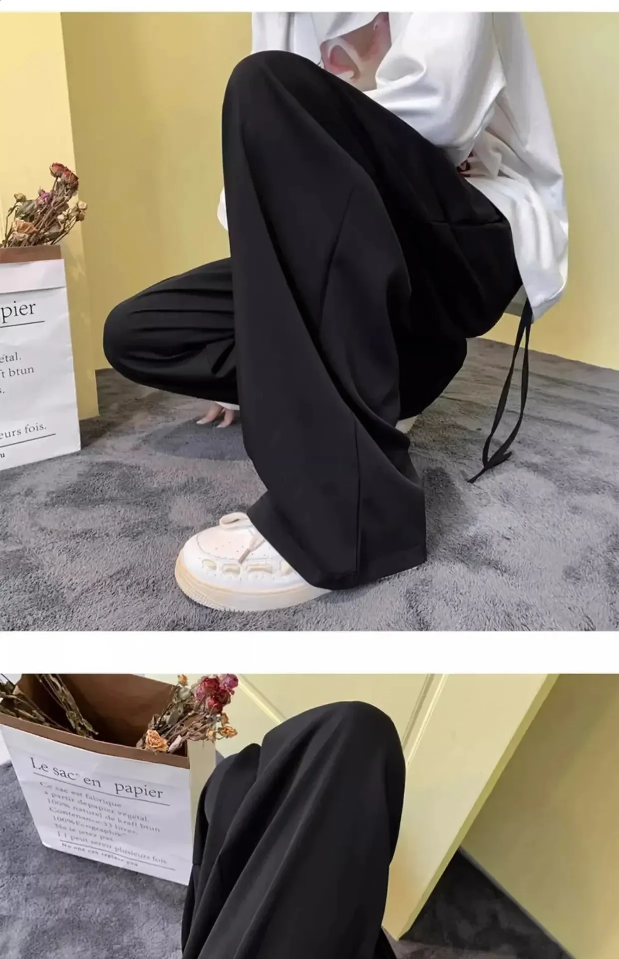 し*う様 90's HIGH WAIST STRAIGHT TROUSERS Premium High-Waisted Straight Leg Trousers - Japanese Style