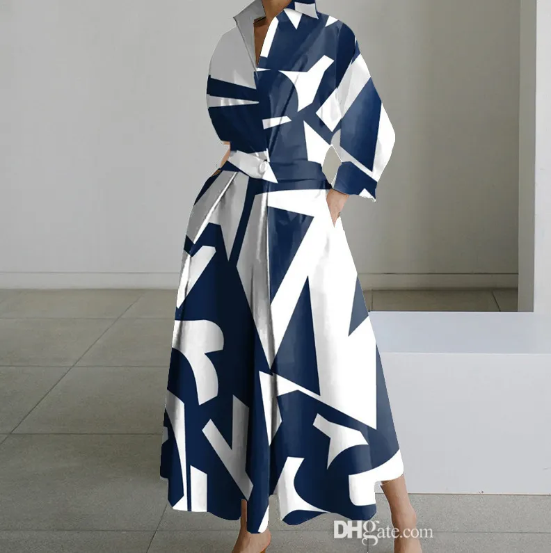 Spring Autumn Dresses For Woman Fashion Elegant Ladies Dress Long Sleeve V  Neck Printed Robe Vestido Designer Dress Outfits From Lababy, $6.92 |  DHgate.Com