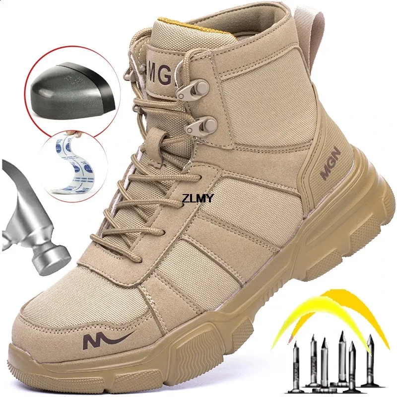 Protection Boots High Top Men Steel Toe Puncture Proof Protective Safety Boots Man Women ...