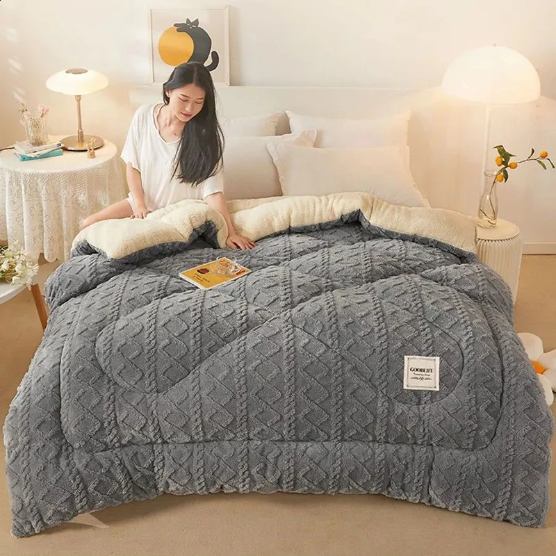 Cashmere Blanket King Size Double Sided Plush Bedding Set: Thick