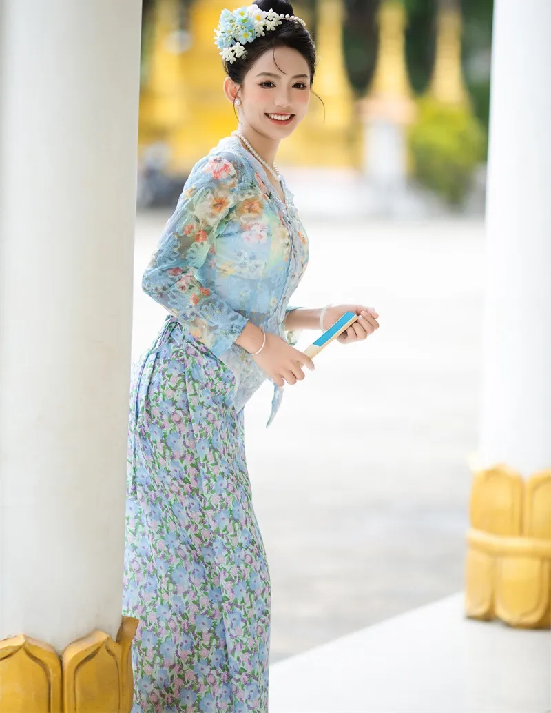blue dress singapore Aylaya Light Blue Stripe Linen Singapore Maxi Dress main image 0
