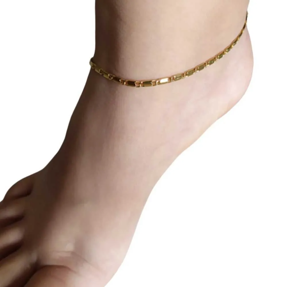 Summer simple leg ankle bracelet goldplated waterproof box chain ankle — free download