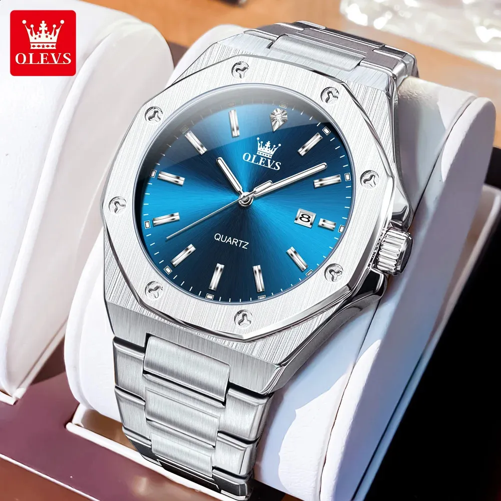 OLEVS Mens Quartz Dress Watch Simple Date Luminous