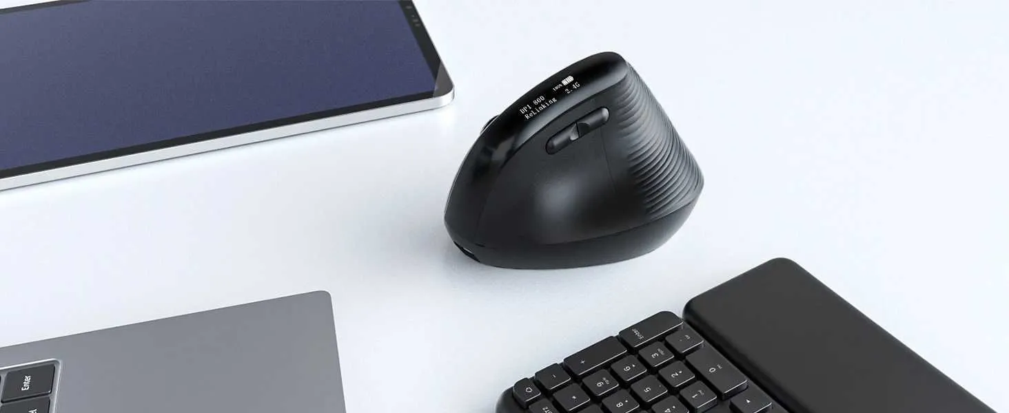 Kysona Ergonomic Vertical Clickless Mouse With OLED Screen Type C ...
