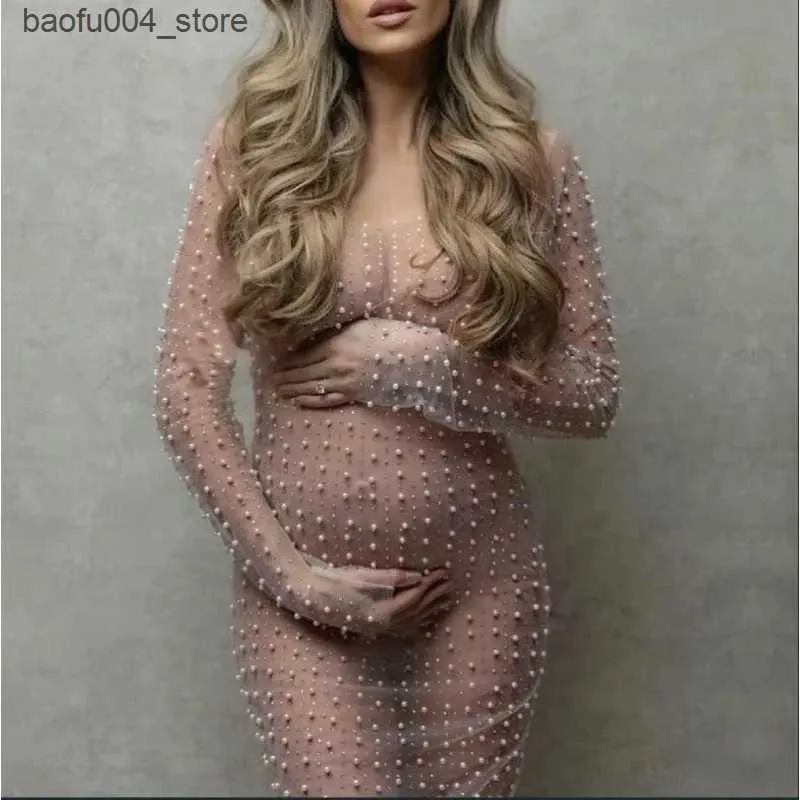 knee length dresses for ladies Pearl Sheer Mesh Dress
