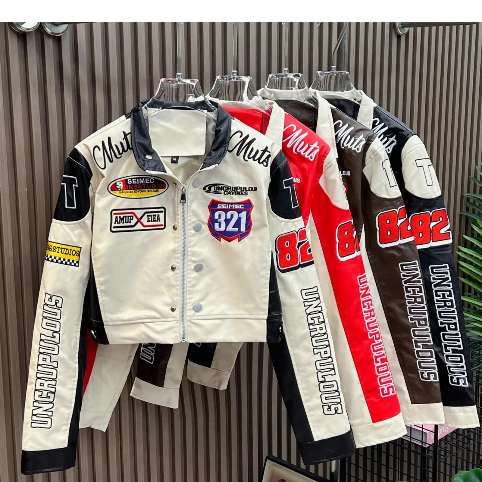 American Retro Embroidered PU Leather Motorcycle Jacket For Women