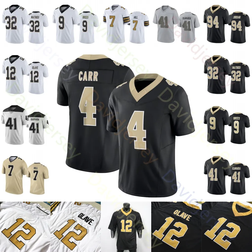 Women s 2024 Custom Football Jersey Derek Carr Alvin Kamara Chris Olave Alontae Taylor Jamaal Williams Tyrann Mathieu Hill Shaheed Granderson