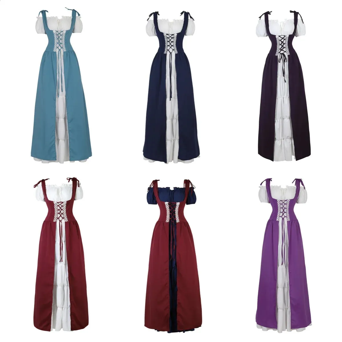 Robe médiévale pour femme - Robe longue Renaissance - Rouge - Vert - Bleu - Costume d'Halloween - Costume gothique - Robe médiévale - Robe de Robe médiévale pour femme - Robe longue Renaissance - Rouge - Vert - Bleu - Costume d'Halloween - Costume gothique - Robe médiévale - Robe de
