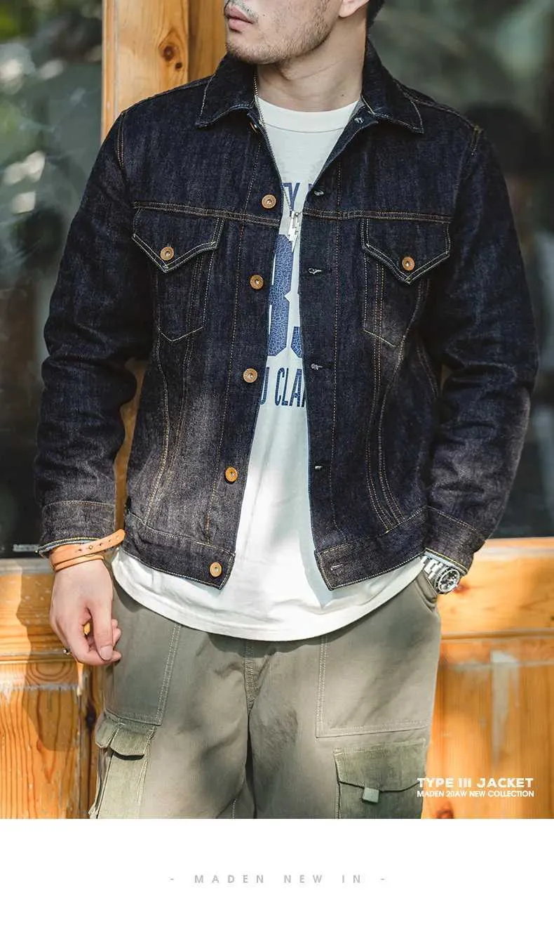 DHgate.com:Mens Slim Fit Denim Jacket - Retro Washed Deep