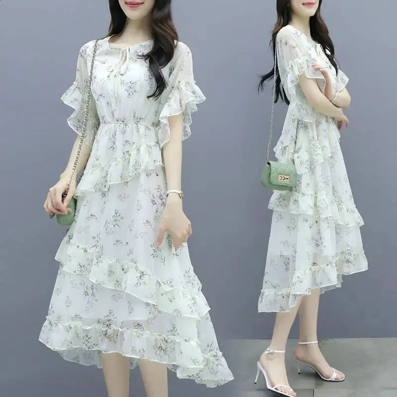 chiffon tops and dresses Foliage Chiffon Shirt-Dress