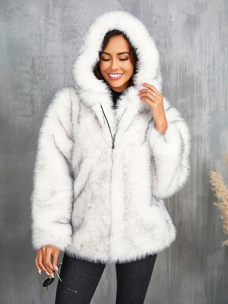 ZADORIN Oversized Hooded Long Faux Fur Coat For Women Warm Winter